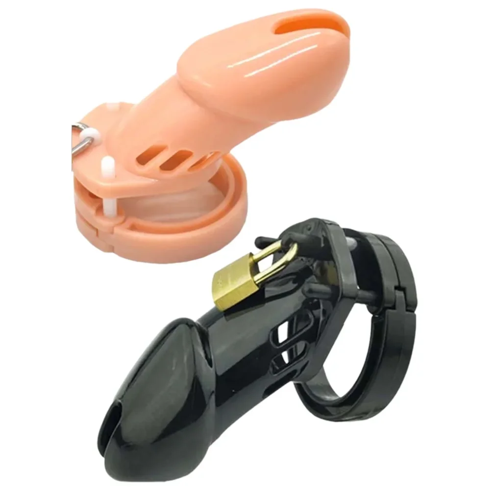 Plastic L Male Chastity Device Cock Cage With 5 Size Rings Brass Lock Locking Number Tags Sex Toys CB6000 BDSM Sex Toy For Man