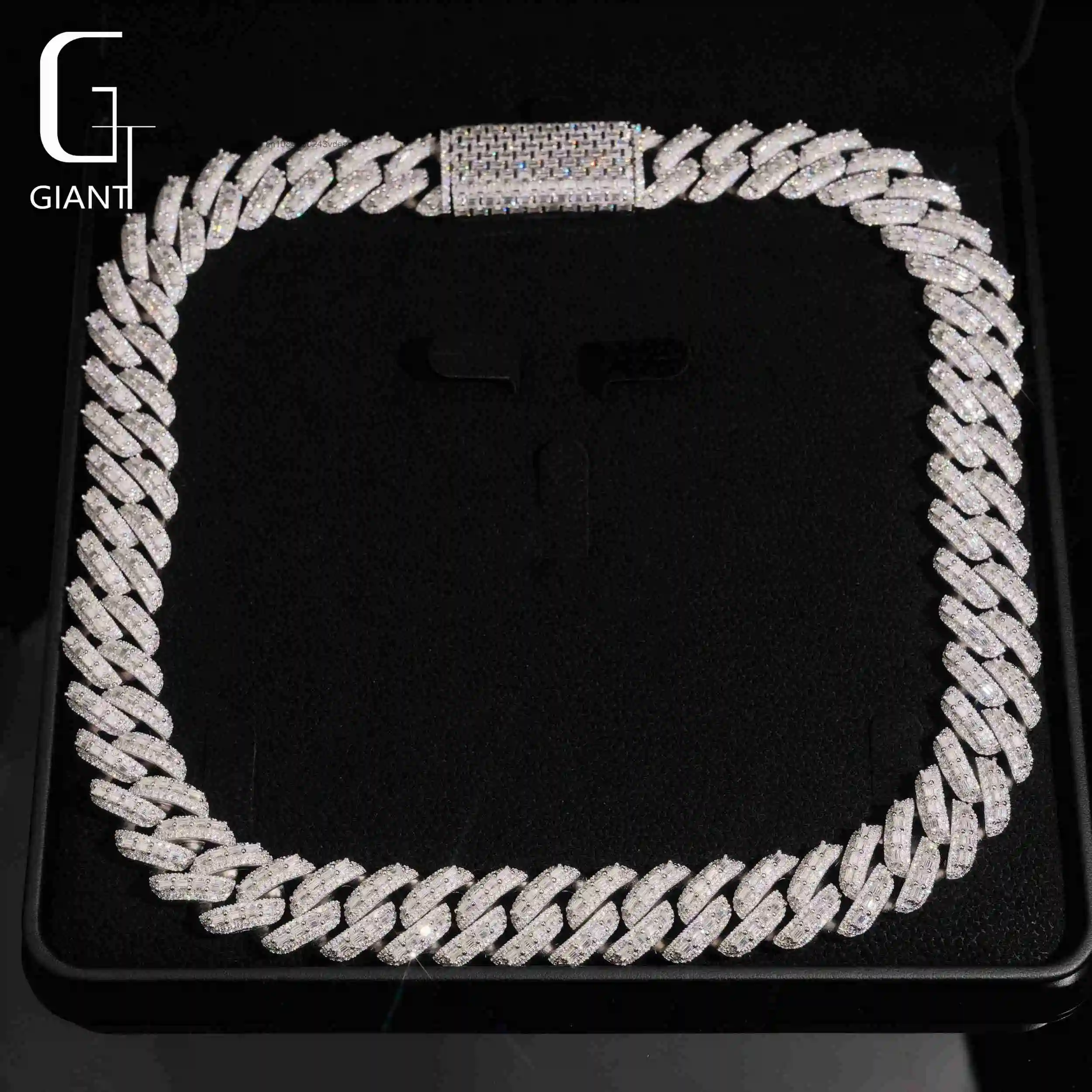 Diamond Luxury Chain 18MM Raised Pointers Cuban Link Chain 925 Silver Hip Hop Cuban Chain Moissanite Chain GRA Men's Necklace.