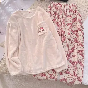 Pyjama Sanrio Frauen -Cartoon, japanisches Material Hallo Kitty, Flanela Winter -Pyjama, dicker Samt, süß, beheizt, heiß 12 Hauptverkaufs -Pyjama Hello Kitty - №6