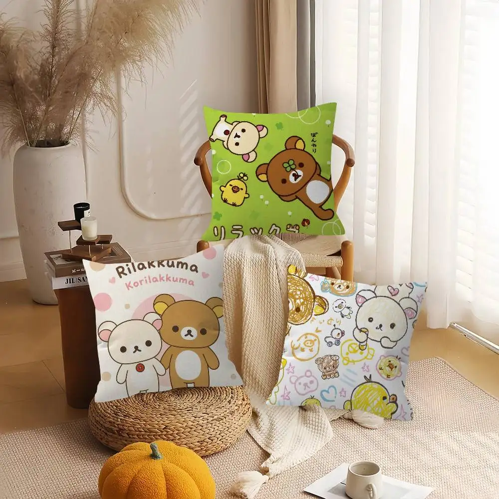 Cute Cartoon Anime R-Rilakkuma    Pillow Gift Home Office Decoration Bedroom Sofa Car Cushion Cover case 45x45