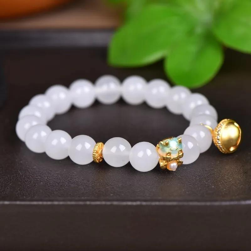 

Изысканный Золотой Шелковый нефритовый браслет Jingle Cat Jade, то же самое для мужчин и женщин