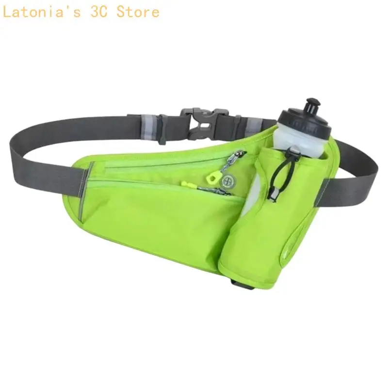 Adjustable Sports Belt with Bottle Holder, Running Waist Pack with Reflective Trim and Storage Pockets for Carry X3UB