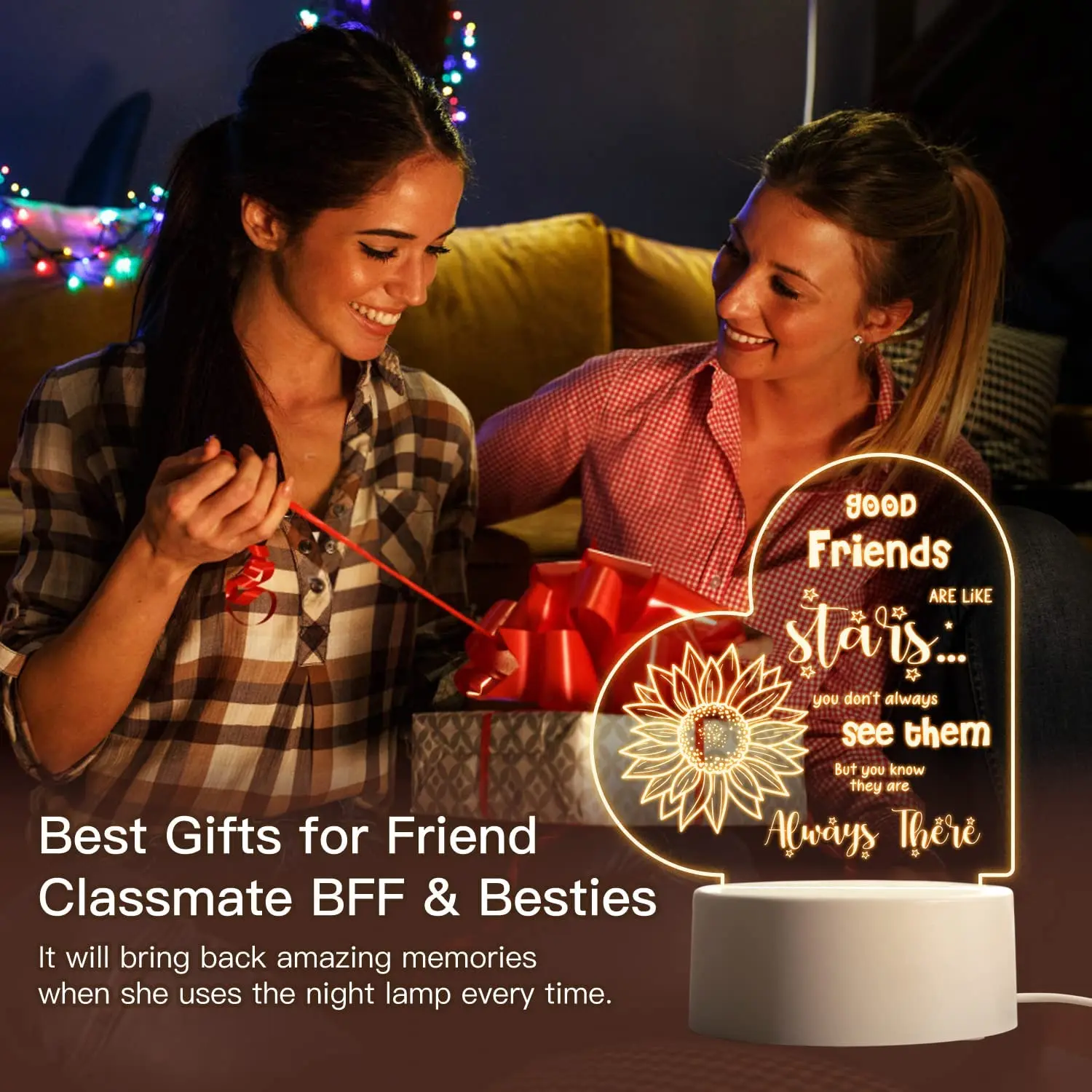 3D Night Light Gifts for Friends, Friendship 7 Colors Change LED Lamp for Birthday Chrismas Thanksgiving Gifts from Best Friend