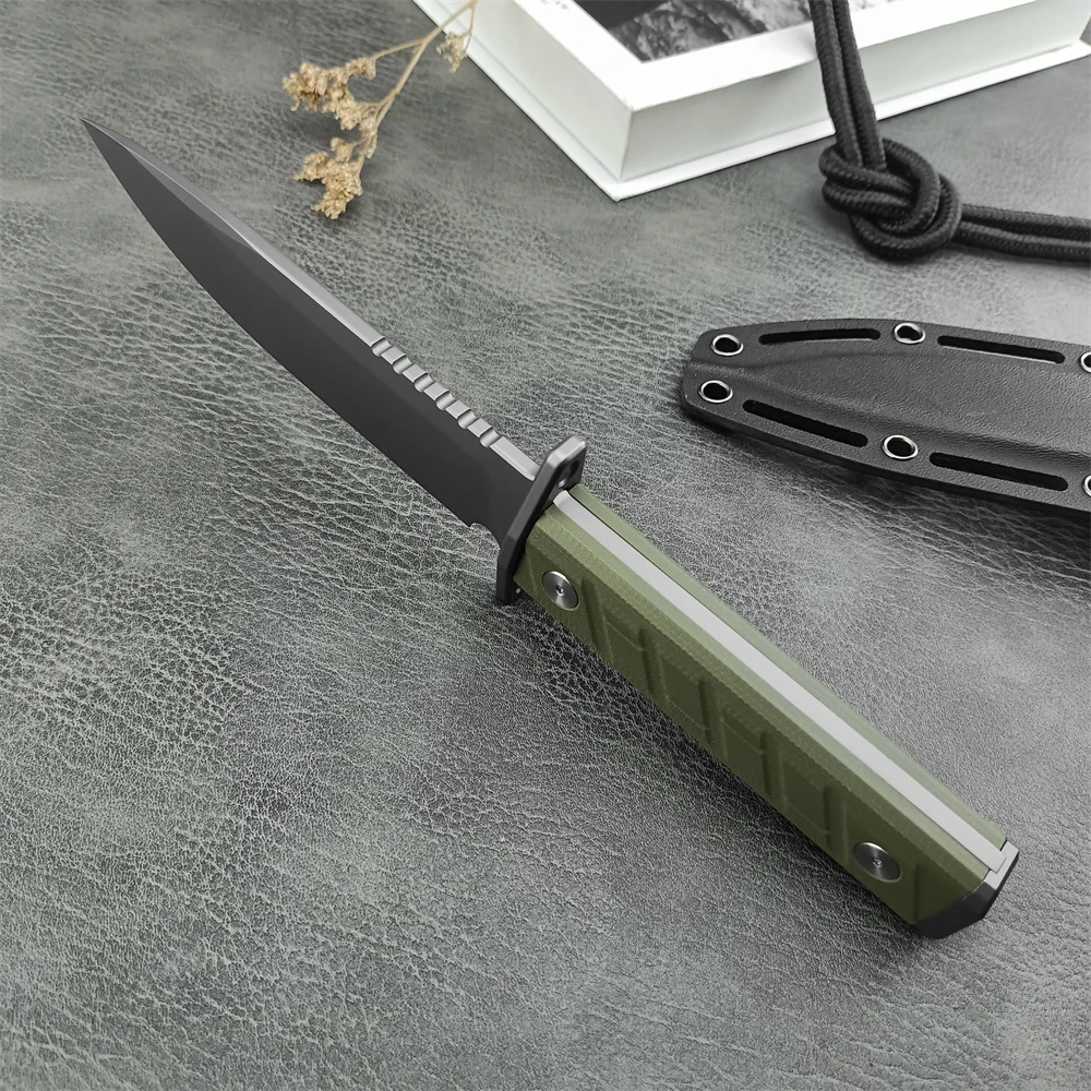 High Hardness Z/T 0006 Military Fixed Blade Knife G10 Handle Bushcraft EDC Straight Knife Multifunctional Camping Hunting Tool