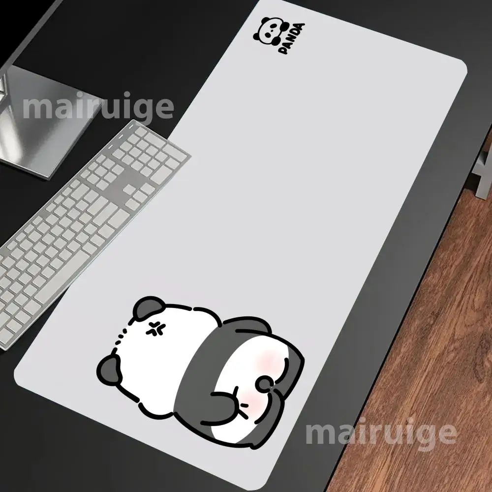 

Funny Panda Design Mouse Pad Large Computer Office Game Table Mat XXL Rubber Non-slip Stitched Edge Keyboard Mats Long Desk Pads