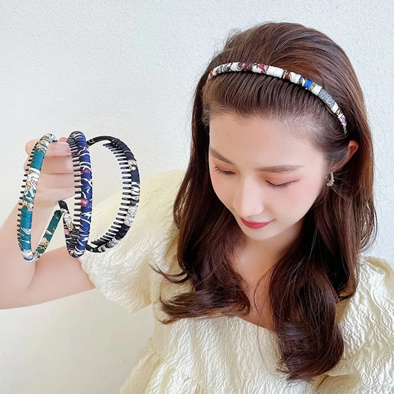 Korean Fashion Floral Print Hairbands Simple Women Hair Braids Hairbands Women Girls Hair Hoop Headwear Girls Hair Accessories