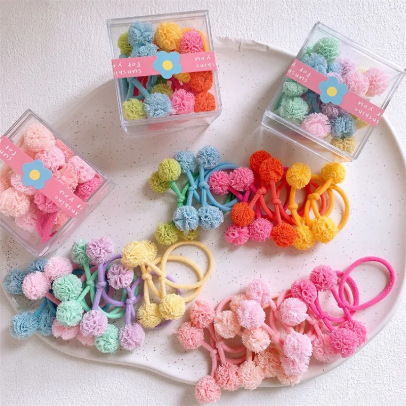 

Colorful Yarn Ball Knot Hair Ties Set Candy Color Elastic Bands for Little Girls No Damage Soft Stretchy Daily Ponytail Holders
