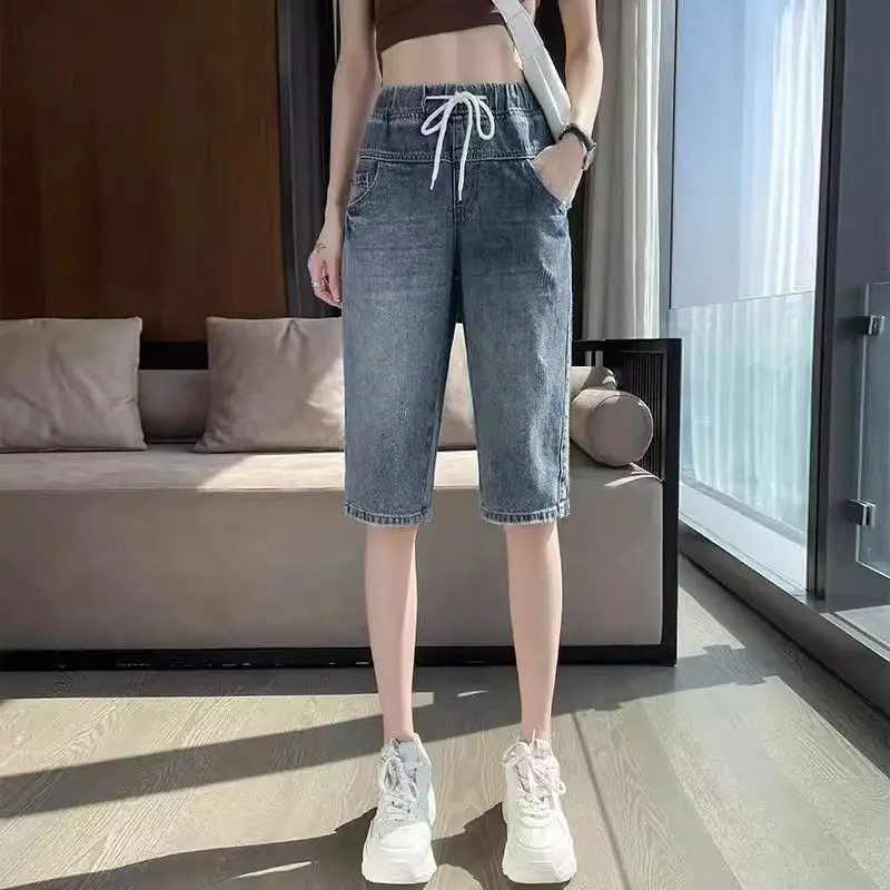 New Arrival 2026 High-Waist Loose Denim Shorts for Women Straight Leg Design Lightweight Summer Wear Tall Looking