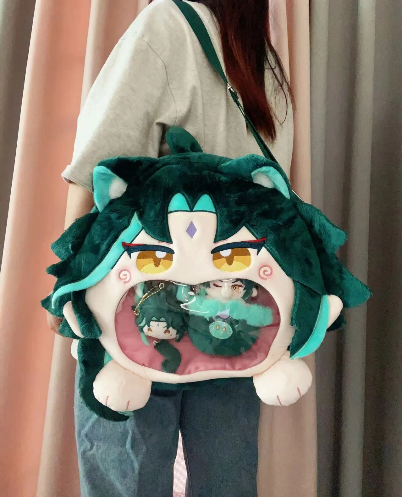 

Genshin Impact Backpack Ita Bags Dharma Protector Yecha Xiao Stray Dogs Bags Cute High-capacity Unisex Plush Crossbody Knapsacks