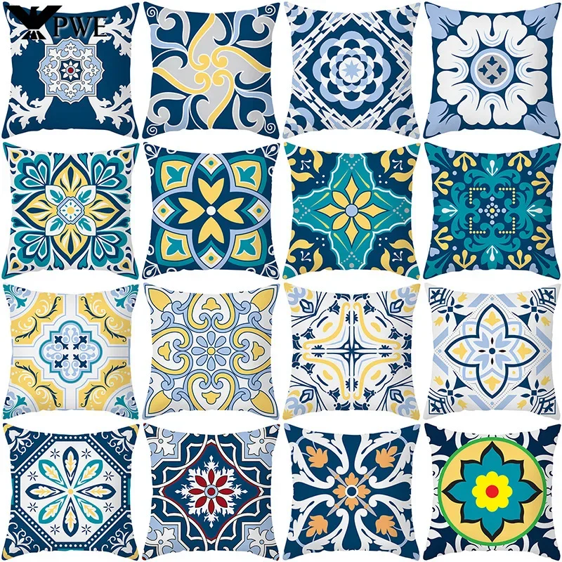 

Living Room Decorative Blue and Yellow Throw Pillow Case Pillows Decorative for Couch Cushion Cover Geometric Pillow Cover 45x45