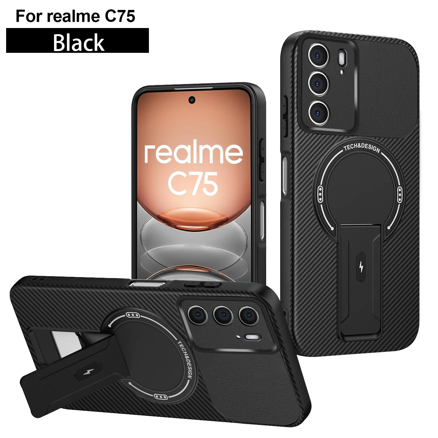 Für Realme C75 Unsichtbare Stützhülle Für Realme 14 5G Magnetische Harte Anti-Fall-Abdeckung