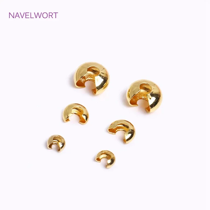 Multi Size 14K/18K Gold Plated Crimp End Beads Supplies Crimp Beads Covers For Jewelry Making DIY Accessories