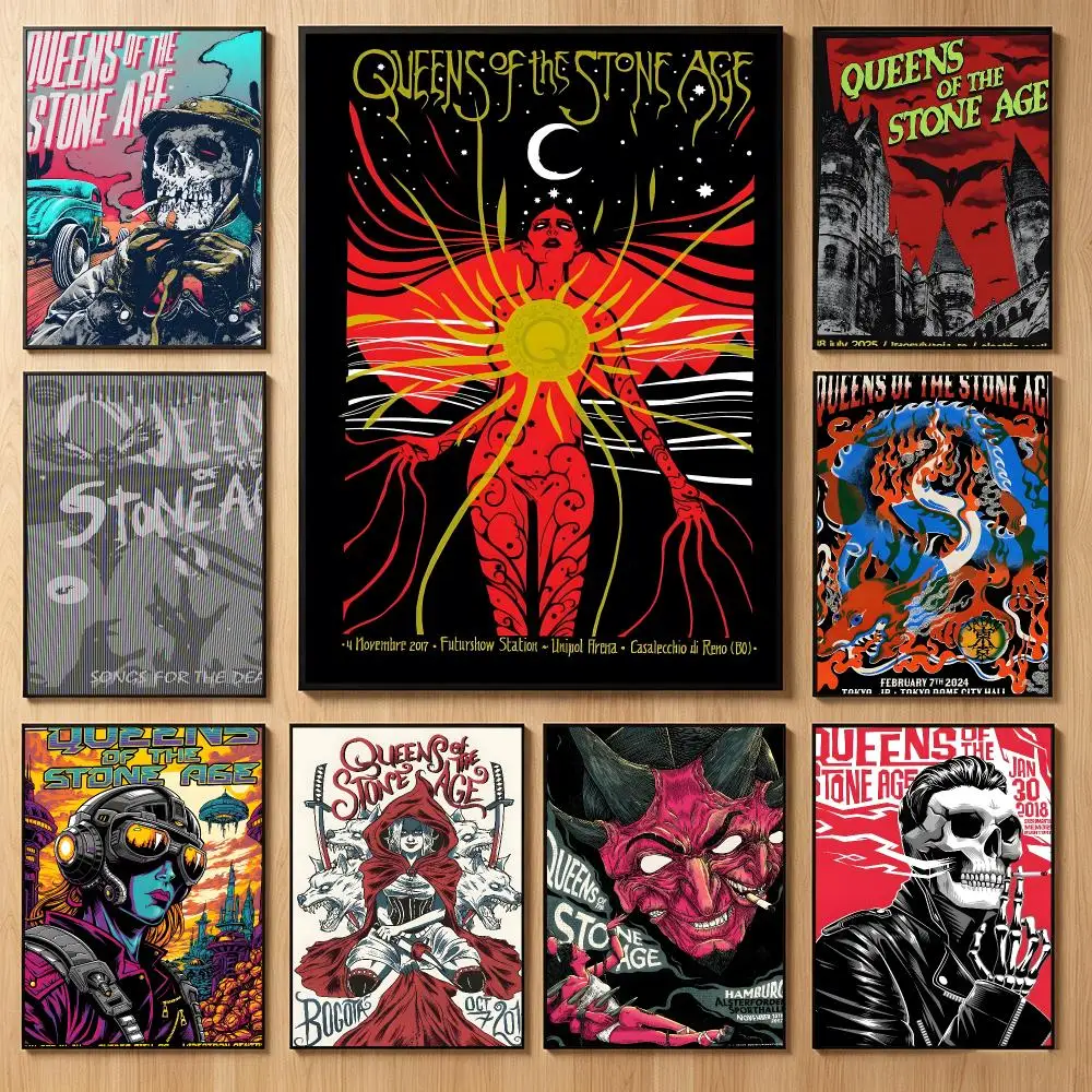 Rock Band Queens of the Stone Age Poster Classic Self-Adhesive PP Wall Sticker for Living Room Bar Decor Gift
