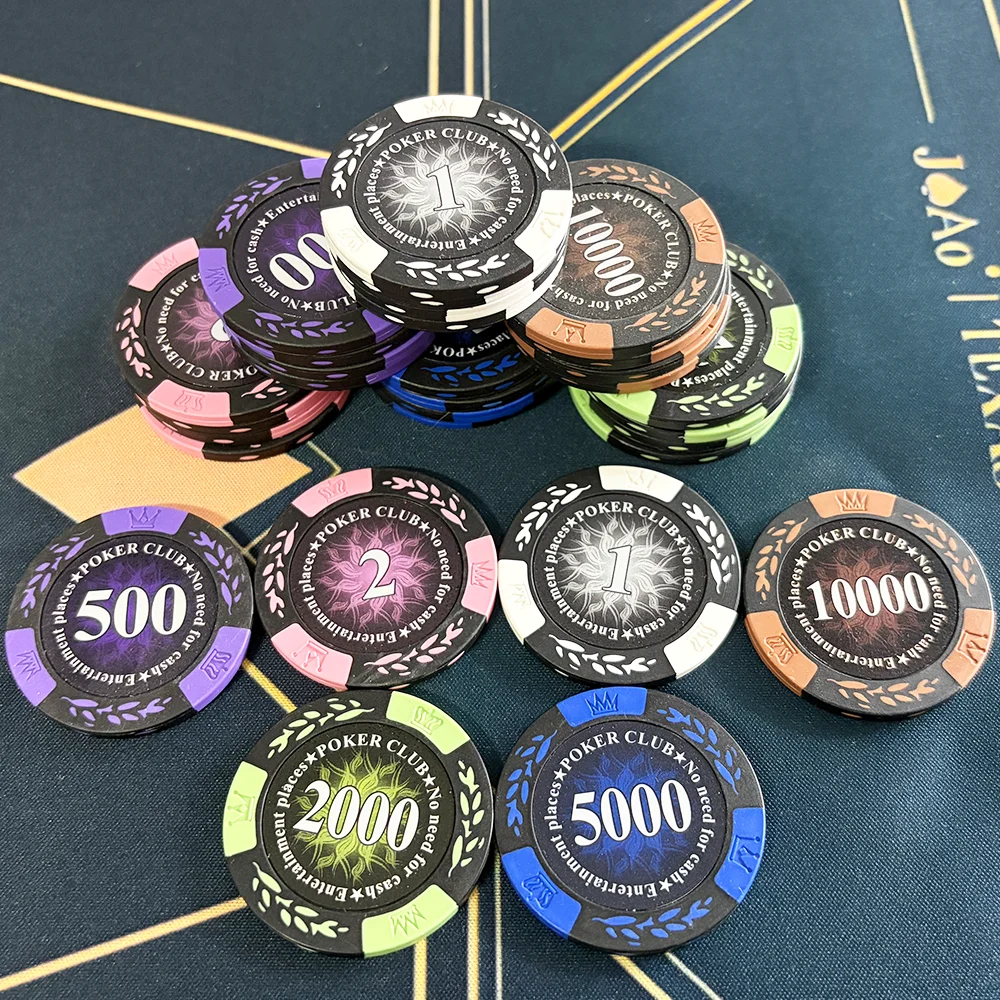 5 pcs color chips Poker game set chips Scoring Coin, Clay material Poker Club Accessories/Chips Storage Box