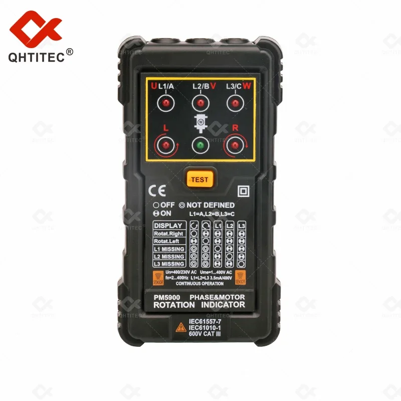 MS5900 Motor & Phase Rotation Indicator Sequence Tester Digital Multimeter Rotary LED Magnetic Field Reverse