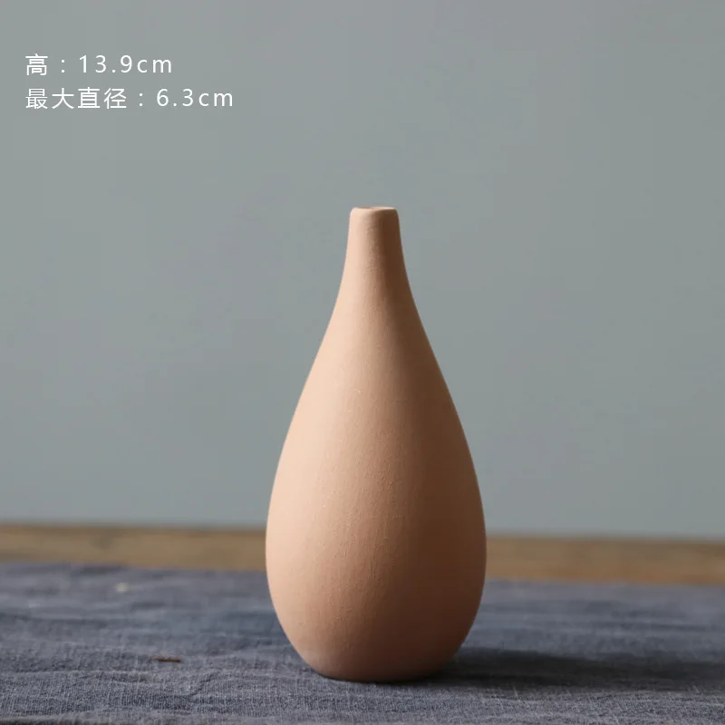 Small Ceramic Vases, Art Decorations for Homestays & Homes, Dried Flower Ornaments, Unglazed Pottery Bodies
