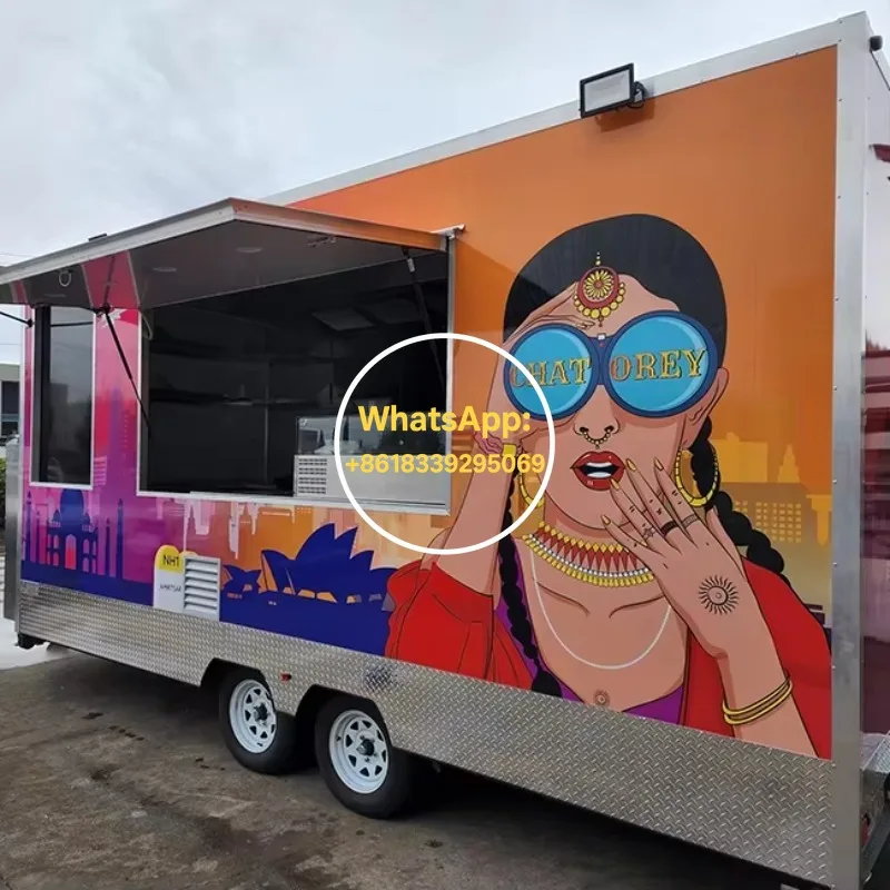 Heavy Duty Commercial Food Truck Fully Equipped Mobile Catering Trailer Cooking Appliances For Outdoor Events Street Business view 6