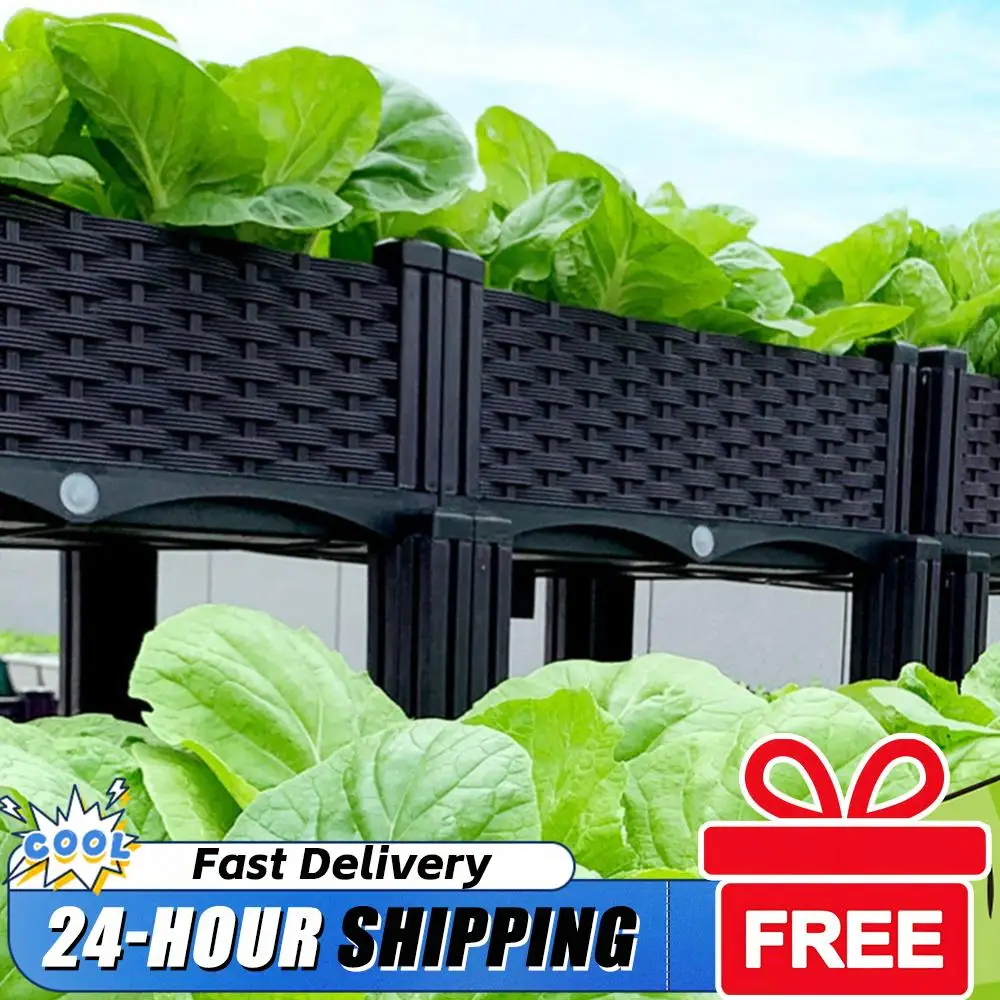 Jardinera Elevada de Plástico con Patas, Caja de Cultivo con Orificios de Drenaje, para Jardín, Patio, Balcón, Restaurante