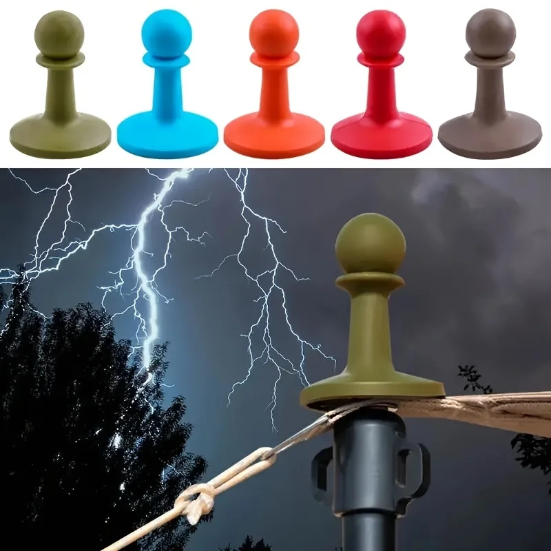 

4-piece Outdoor Tent Pole Lightning Hat - Durable Synthetic Rubber, Suitable For Camping, Hiking, And Traveling