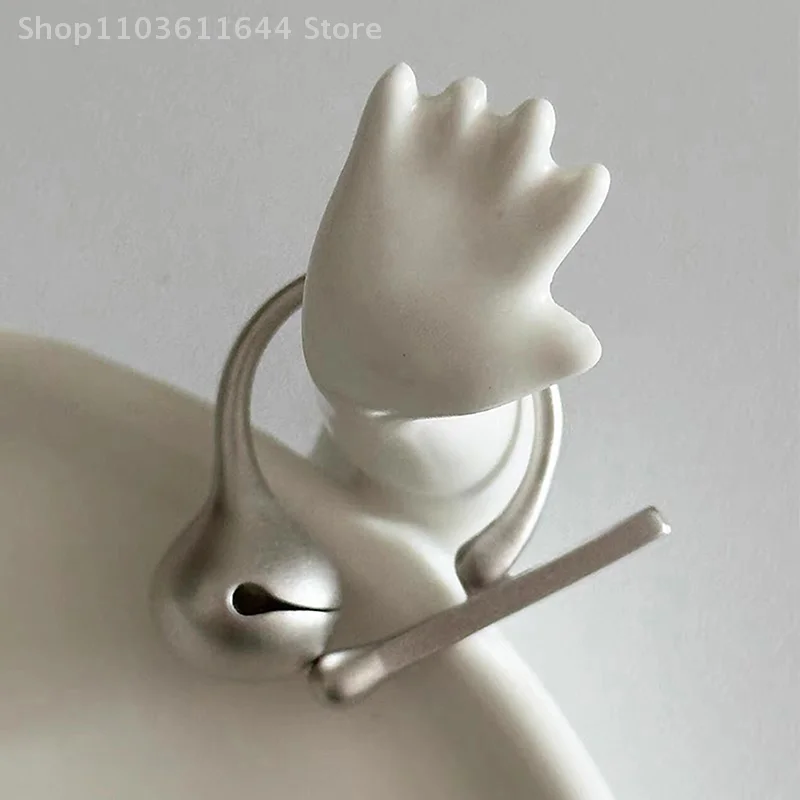 خاتم سمكة خشبي قابل للضغط بتصميم إبداعي لتخفيف التوتر خواتم فضية اللون بسيطة للنساء مجوهرات هدايا أعياد الميلاد