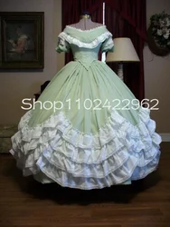 White Green History Fashion Prom Dresses Fairy Puffy Sleeve Civil War Loita Victorian Bustle Ball Gown Cosplay Evening Gown