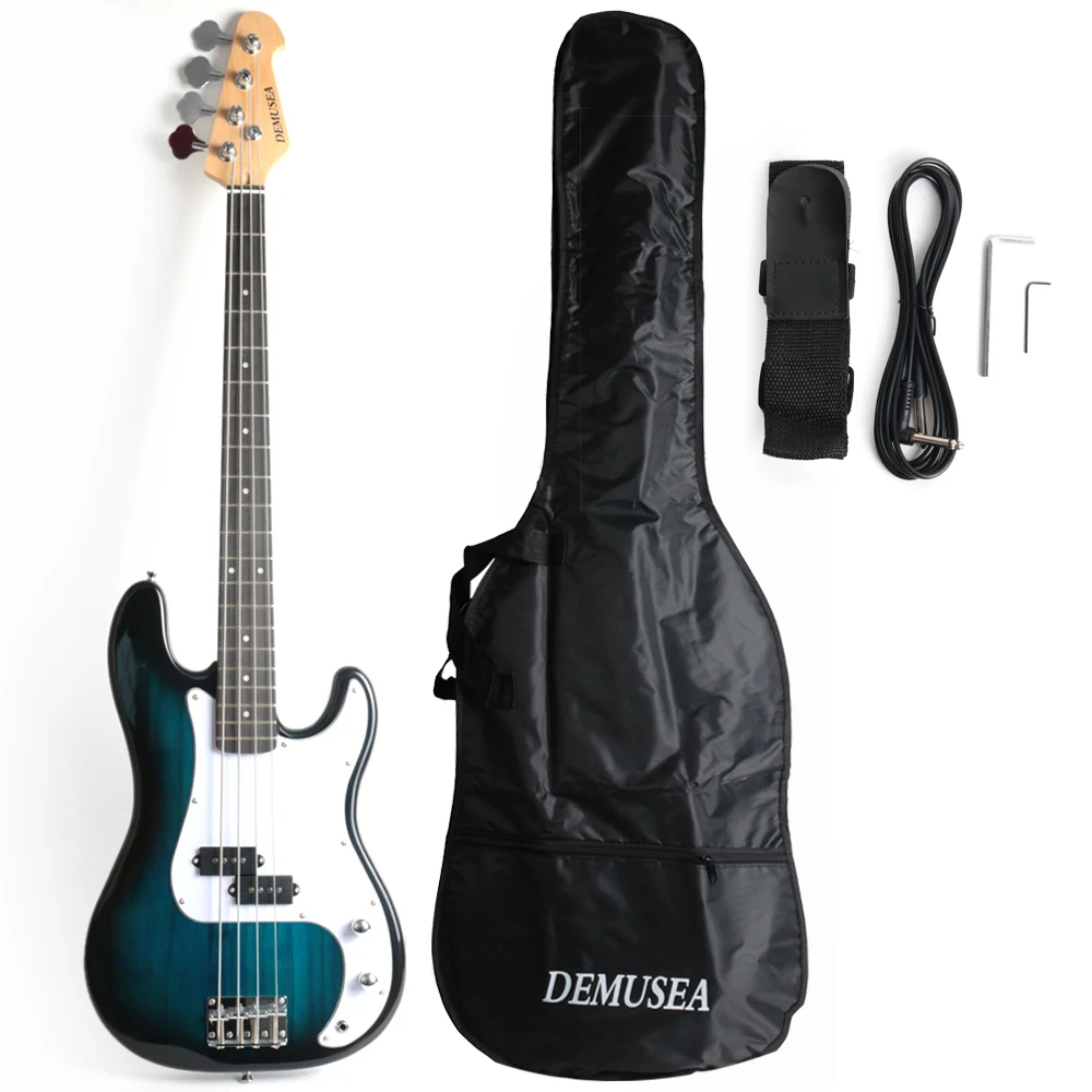 

Электрическая 4-струнная бас-гитара P цвета blueburst с корпусом Gigbag Phoenix, кленовый болт на шею