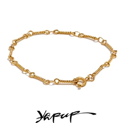 Yhpup Stainless Steel Metal Chic Twisted Handmade Chain Summer Bracelet Bangle 18K PVD Plated Water Resistant Wrist Jewelry Gift