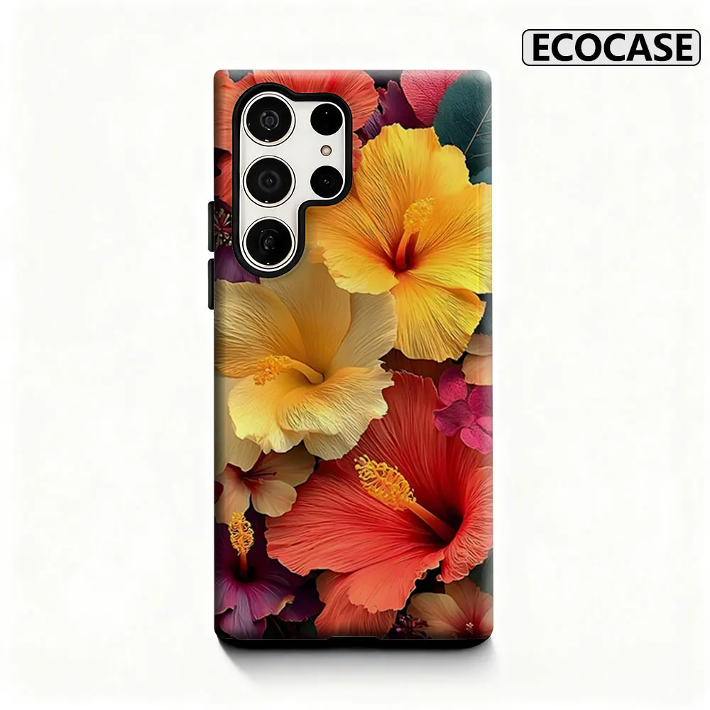 Tropical Hibiscus Bouquet Phone Case for Samsung Galaxy S26 S25 Ultra S24 S23Ultra Plus Shockproof Double layer tough Back Cover