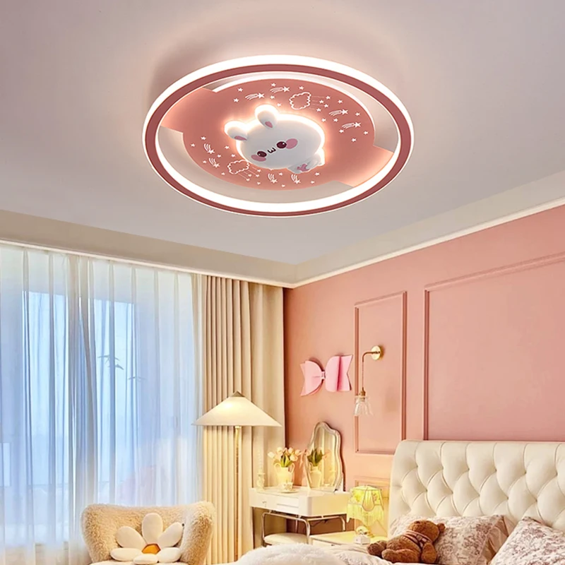 Children's Room Led Ceiling Lamp Creative Astronaut Cat Cute Cartoon Boy Girl Pink Blue Bedroom Indoor Lighting Decoration Lamps