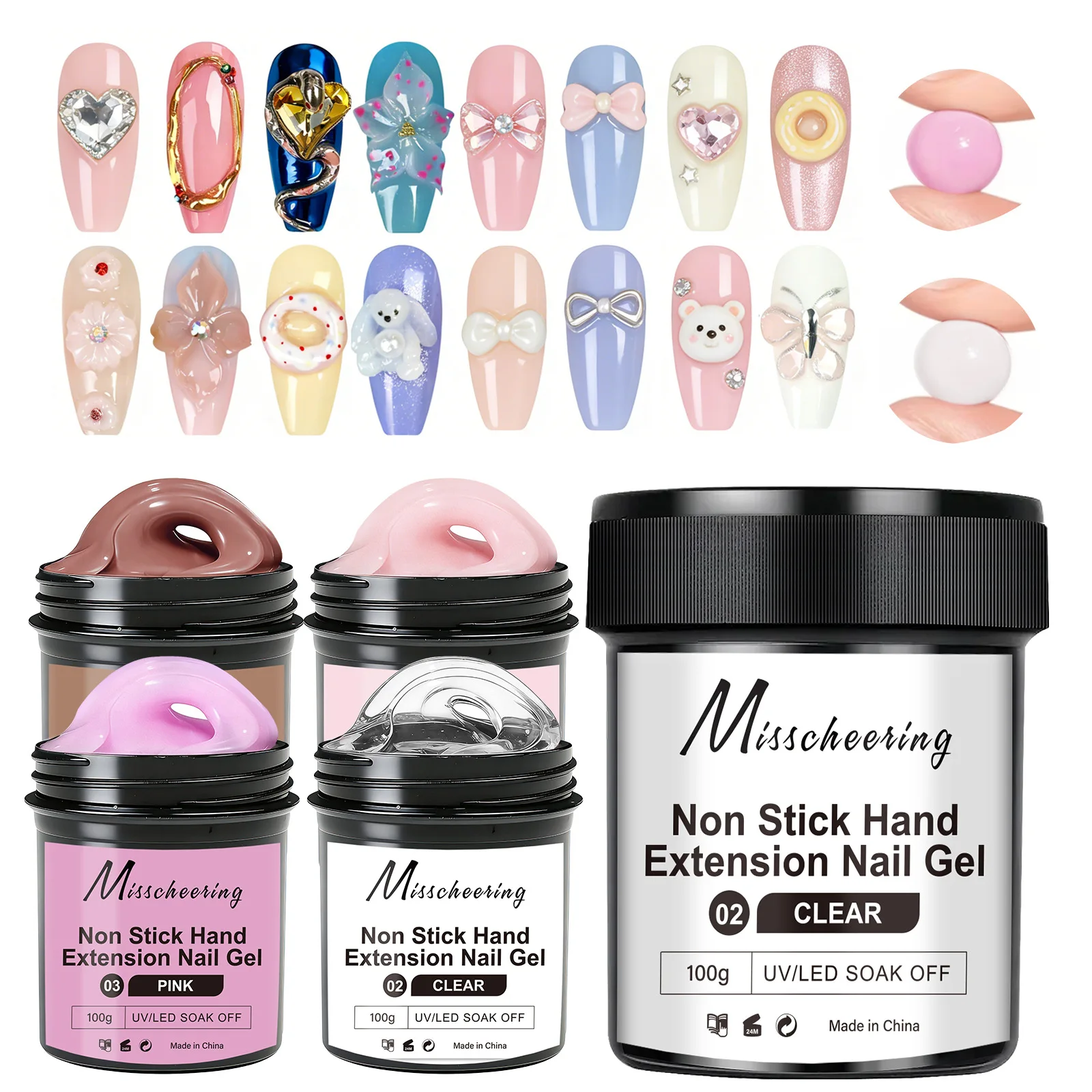 

100ml Clear White Pink Non Stick Hand Extension Gel 3D Shaping Sculpting Carving Nail Art Solid Hard Gel for Fake Nail Manicure