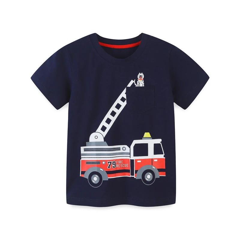 Little maven Summer Boys T Shirt Excavator Pattern Baby Boys Tops Tees 4Years Old for Shorts Sleeve Shirts Cotton Children Shirt