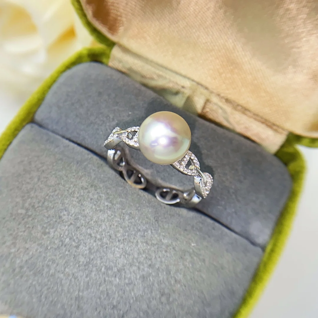 

JCY25 Solid 925 Sterling Silver Round 8mm Nature Fresh Water Akoya White Pearls Rings for Women Fine Birthday Presents