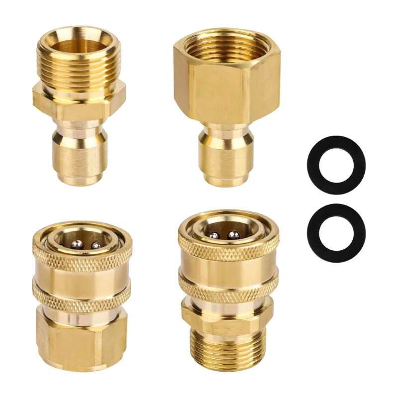 

N0HB 4pcs Brass Power Washer Quick Connects Set High Pressure Sprays Nozzle Connectors with Gaskets for Outdoor Use