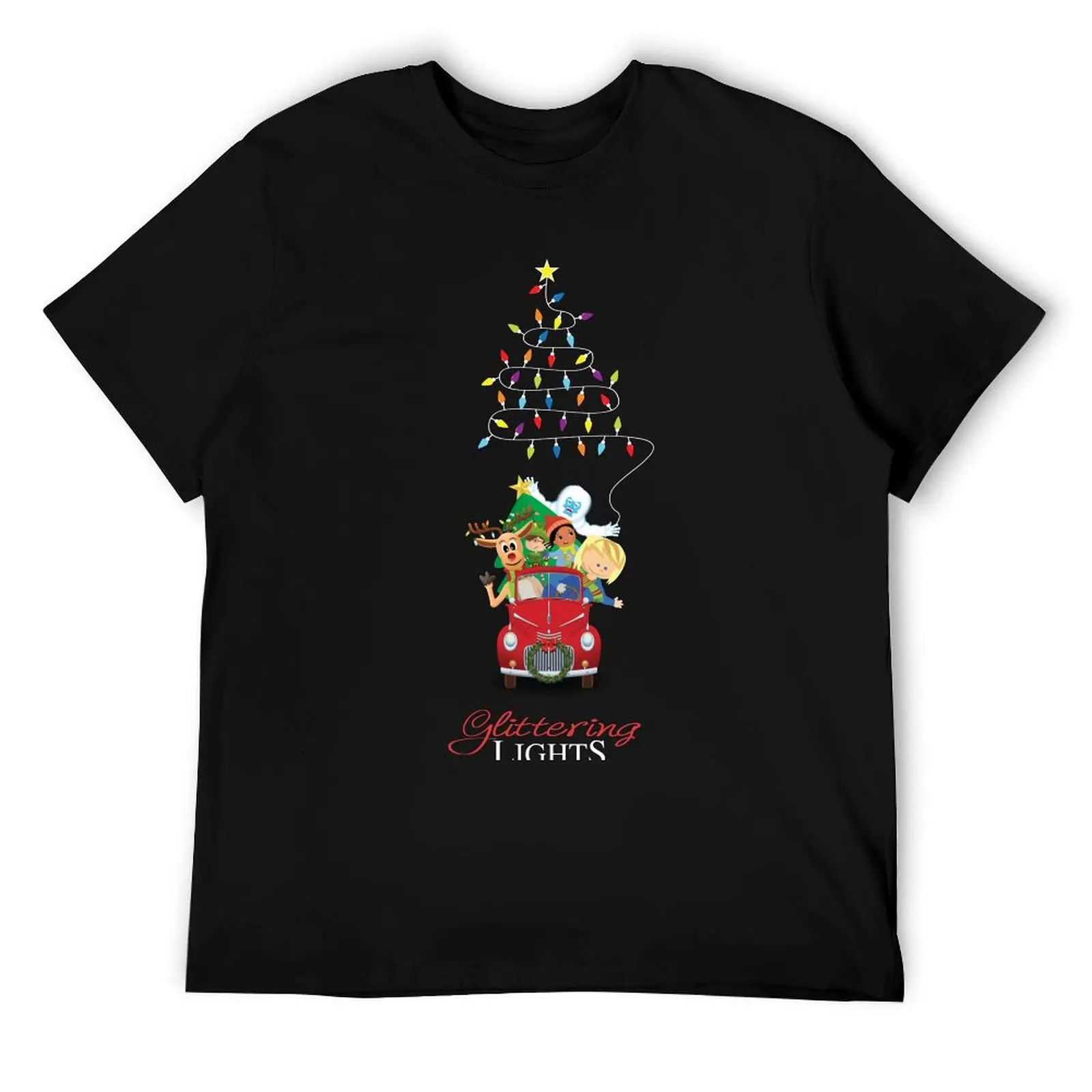 

Classic Christmas Light Tree & Biscuit With Friends T-Shirt man t shirt designer men t shirt cotton 100% T-Shirt