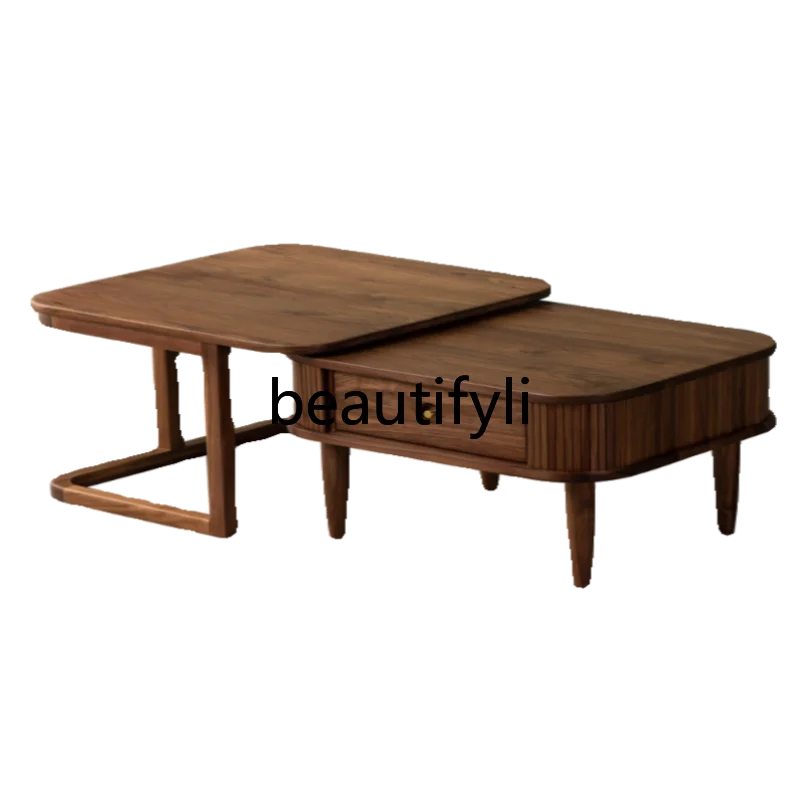

Black walnut coffee table, simple cherry wood solid wood table, small apartment living room sofa side table