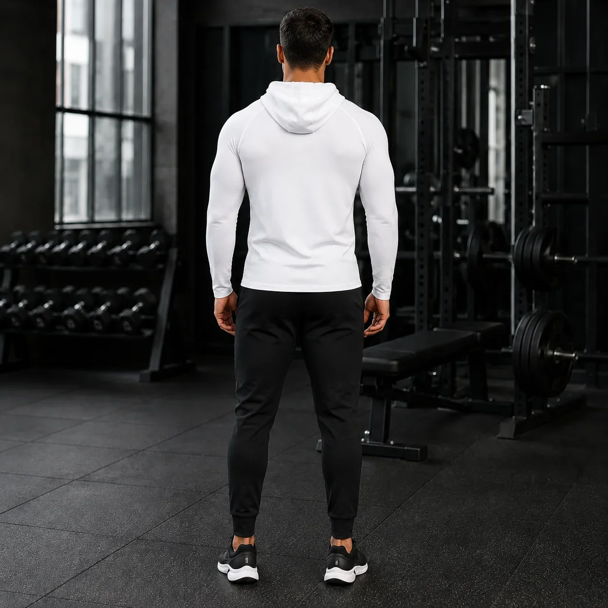 Men's Hooded Compression Shirt Long Sleeve Quick Dry Breathable Running Gym Workout Fitness Training Base Layer Sports Top