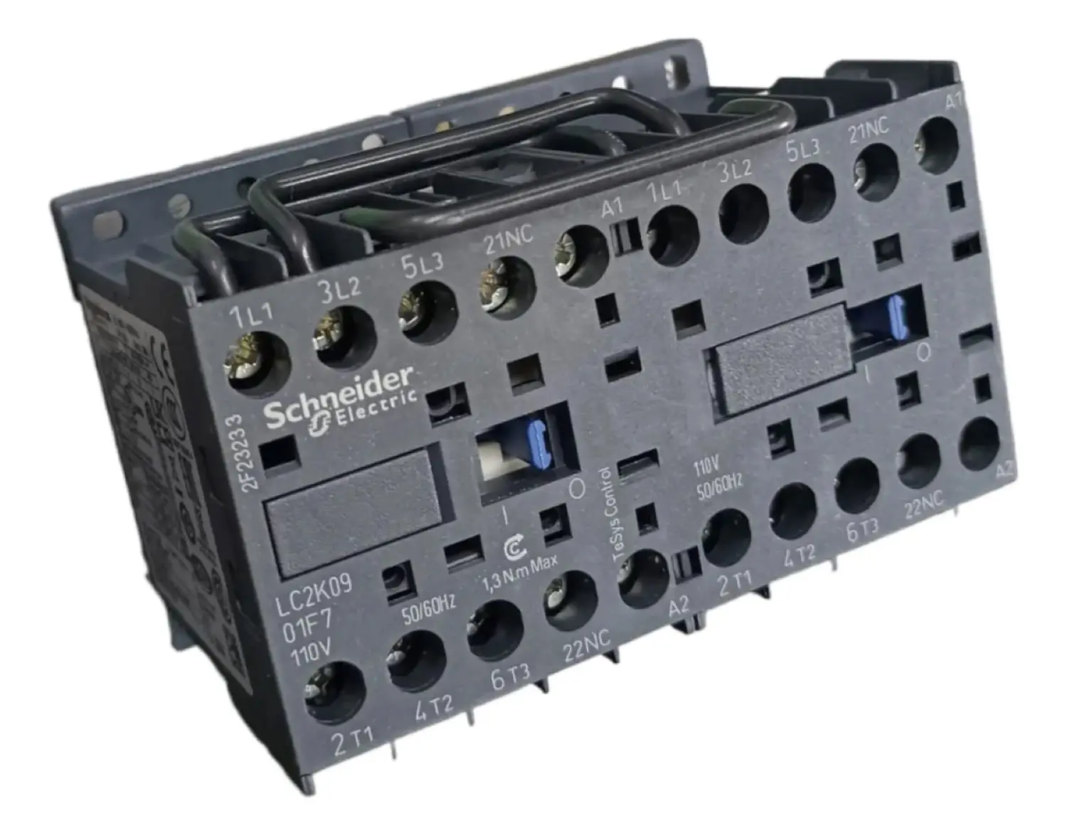 LC2K0901F7 Reversing contactor, 3P, AC-3, lt or eq to 440V 9A, 1 NC, 110VAC coil
