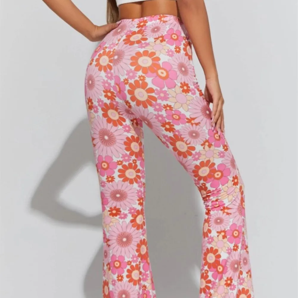 Fashionable Trousers Personalized Floral Daily Temperament Personalized Woman Clothes Mid-waist Elastic Waist Flared Trousers