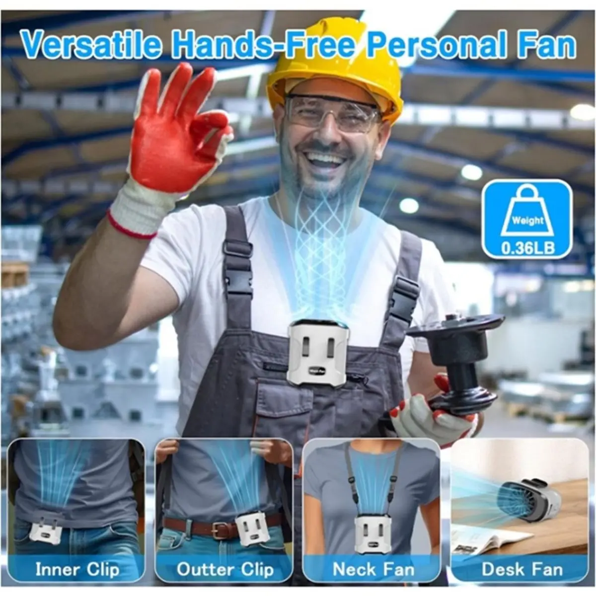 2026 NEW Waist Fan Clip on Shirt Belt Body Wearable Hand-Free Rechargeable Battery Powered Fan with 3 Speed for Camping Travel