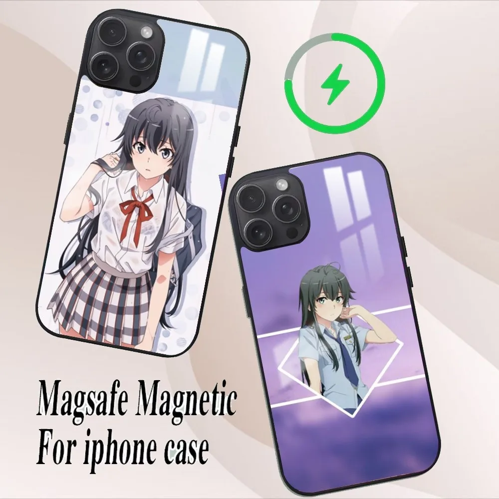 Yukinoshita Yukino OreGairu Phone Case For iPhone 16 15 14 13 12 11 Pro Max Plus Mini Magsafe Mirror Wireless Magnetic Cover