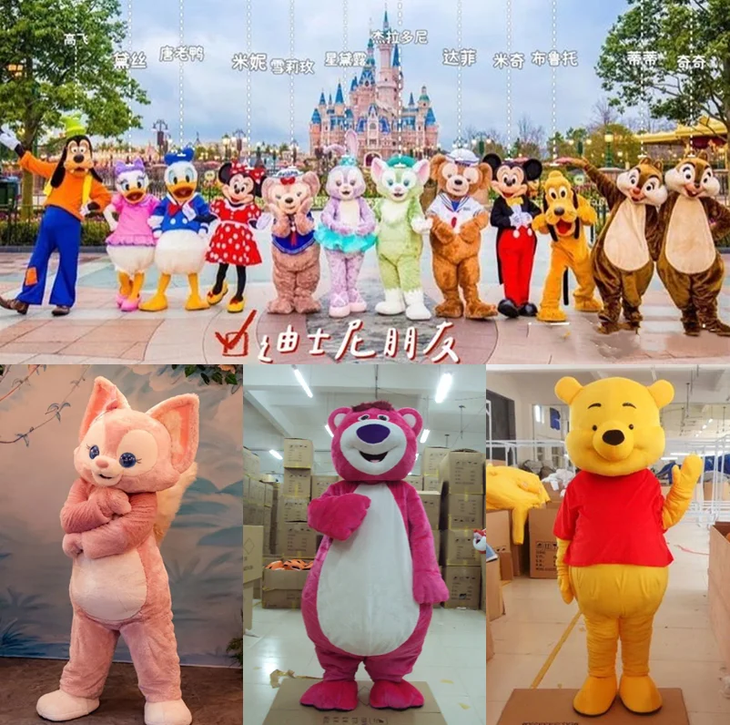 Winnie Bear and Tigger Cosplay Mascot Toy Costume Adult Anime Cartoon Advertising Party Large Plush Advertising