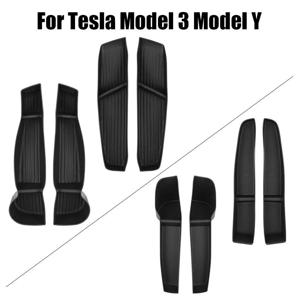 Holder Accessories Car Door Side Storage Box For Tesla Model 3 Model Y 4pcs/Set Front Back Door Handle Armrest Tray Organizer