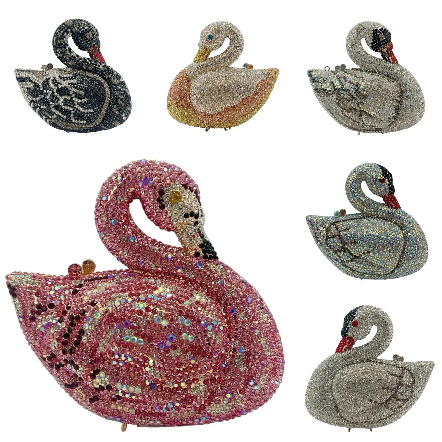 Crystal Evening Diamond Dinner Bag Animal Swan Full Diamond Hand Holding Banquet Women Bag New Luxury Designer Bags High Quality