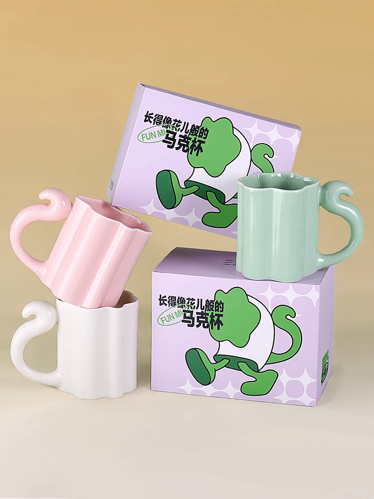 

High Aesthetic Value Cerc Coffee Milk Cup Couple Mugs Creative Ins Sle Nordic Sle Mark Cup Chinese Brand KungZhiMiaomiao
