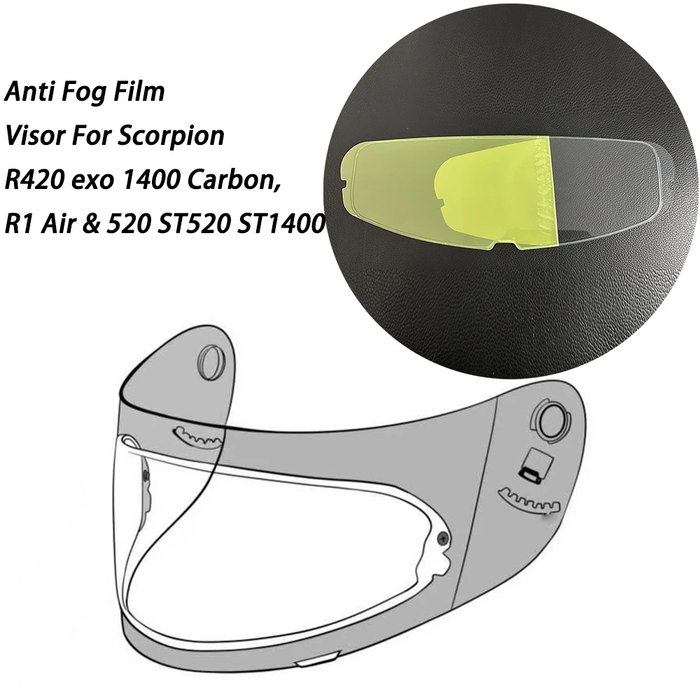 Visor Film Anti Fog Motorcycle Helmet for Scorpion R420 exo 1400 Carbon, R1 Air & 520 ST520 ST1400 Moto Helmet Antifog Lens Film