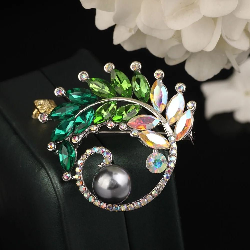 주얼리 패션 장미 꽃 브로치, 반짝이는 깃털, 우아한 핀, 클래식 금붕어, 캐주얼 액세서리, 웨딩