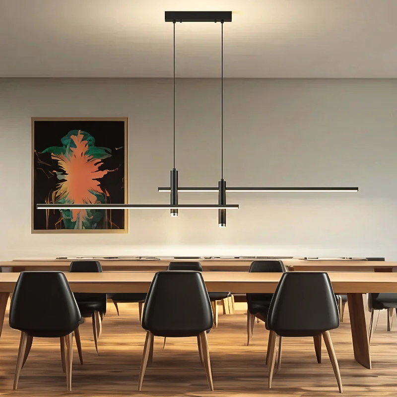 Modern Led Pendant Light 120cm Long Strip Dining Table Lamp Aluminum Luxury Suspension Chandelier Living Room Lighting Fixture