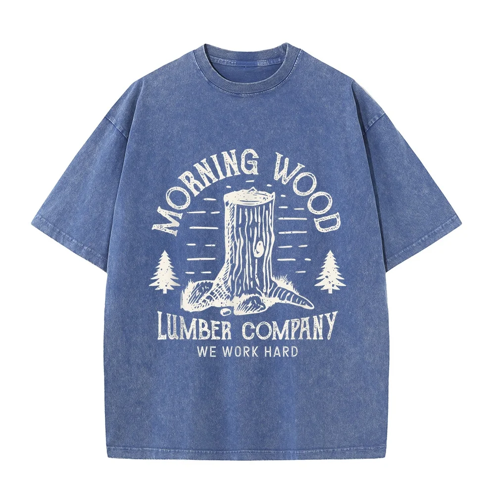 Morning-Wood T shirt Lumber-Company Funny Camping-Carpenter T-Shirt 신상티셔츠 Shirts For Man Pure Printed Short Sleeve Quote Tee