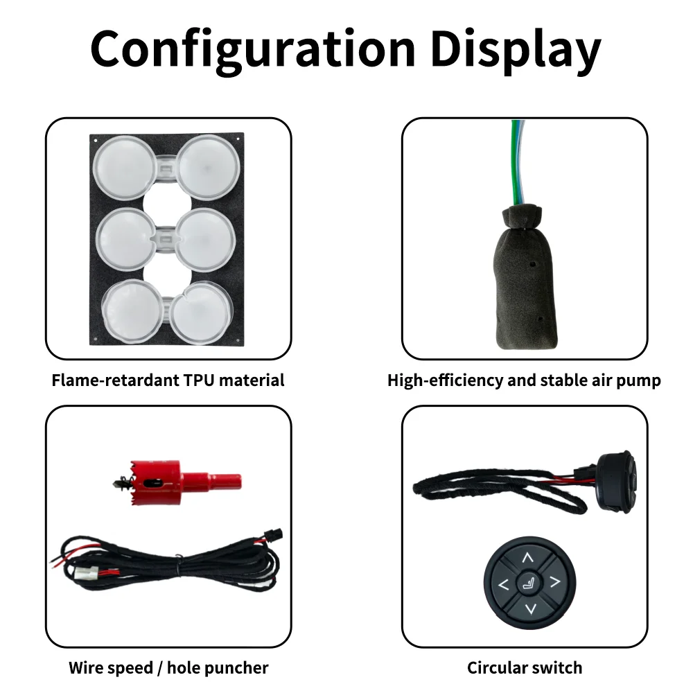 Built-In Car Seat Massager 6 Point Pneumatic Massage Lumbar Support Retrofit Upgrade Kit