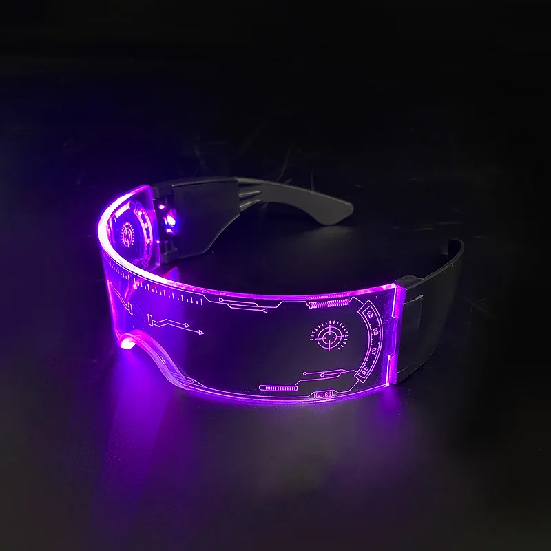 Led Light Up  Glasses Neon Luminous Foldable 7 Colors Futurist Sunglasses For  Halloween Costume